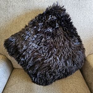 Fluffy Black Throw Pillow 18"x18"